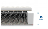 Výška matrace je: cca 15 - 17 cm (15 cm v potahu Soft, cca 16 cm v pratelném potahu Medico, cca 17 cm v ostatních pratelných potazích) - matrace pružinová Bonel 140 x 200 cm PAOLA